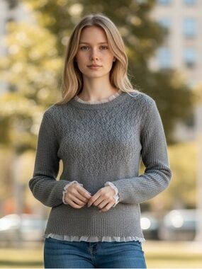 Maddie‎ JS Lined Mohair Blend Sweater Gray NWT